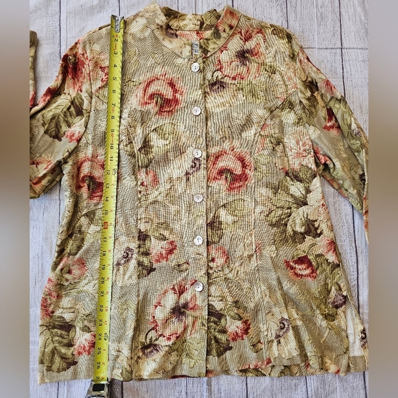 Coldwater Creek Women's XL Vintage USA Floral Tapestry Linen Rayon Buttons - Picture 10 of 10